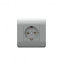 Розетка с/з со шторками, 16А, серебряный(NEW3-E)  431405  CHINT