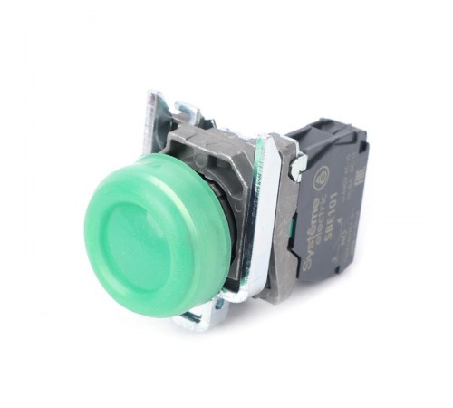 Кнопка SB4 в сборе модульная 22мм выступающая зеленая с возвратом металл 1НО  SB4BP31  SE