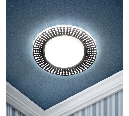 Светильник точечный встраиваемый DK LD29 WH/BK декор cо светодиодной подсветкой GX53, белый/черный  Б0037387  ЭРА