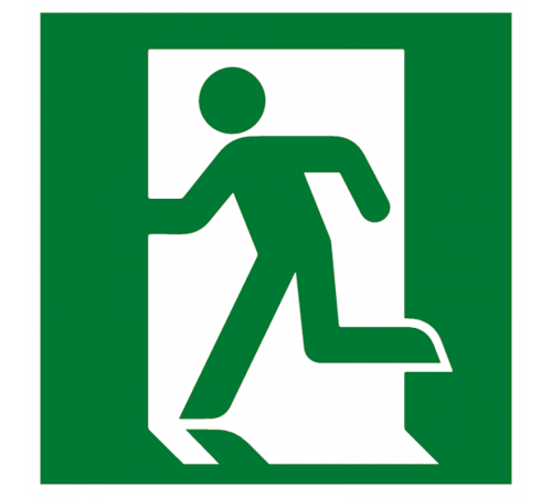 Знак эвакуационный E 01-01 "Выход здесь" (левосторонний) 200х200 мм, пластик  pn-e-01-01  EKF