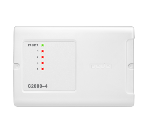 Прибор приемно-контрольный, 4 шлефа, 2 реле, вход Touch Memory  С2000-4  Болид