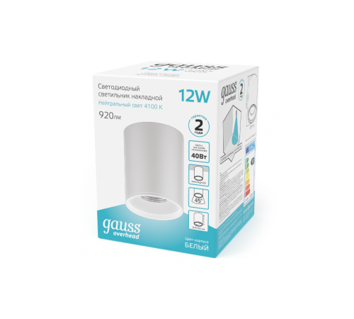 Светильник светодиодный декоративный бытовой HD011 12W (белый) 4100K 79x100мм  HD011  Gauss