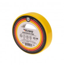 Изолента ПВХ 0.13х15 мм, 25 м, желтая  KR-09-2102  Kranz
