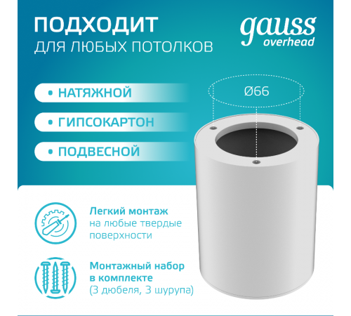 Светильник светодиодный декоративный бытовой HD011 12W (белый) 4100K 79x100мм  HD011  Gauss