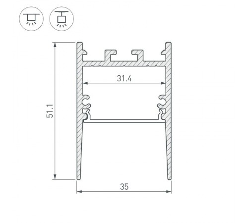 Профиль SL-COMFORT-3551-2000 ANOD (Arlight, Алюминий)  031731  Arlight