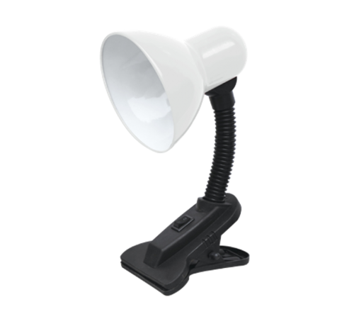 Светильник настольный под лампу СНП-01Б на прищепке 40Вт E27 БЕЛЫЙ (мягкая упаковка)  4690612012407  IN HOME