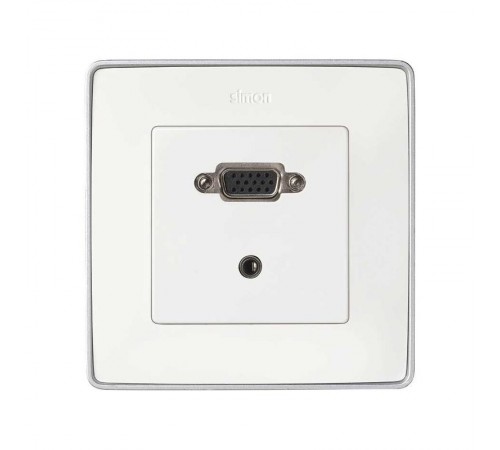Simon 82 Накладка для коннектора VGA HD15, "мама" + мини-джек 3,5 мм, S82, S82N, S82 Detail, белый  8200091-030  Simon