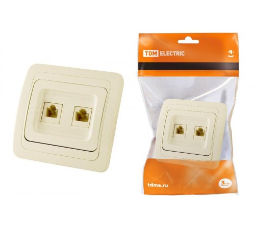 Розетка компьютерная RJ-45 + TФ (RJ-11) сл. кость "Валдай"  SQ1804-0115  TDM