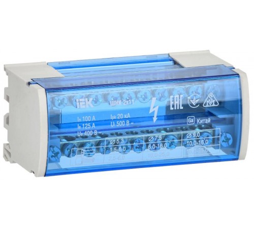 Шины на DIN-рейку в корпусе (кросс-модуль) L+PEN 2х11  YND10-2-11-050  IEK