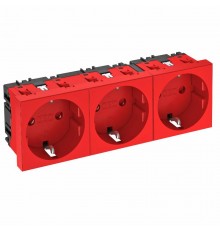 Розетка тройная 0° с з/к, 250 В, 16A (красный) (STD-D0 SRO3)  6120048  OBO Bettermann