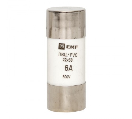 Плавкая вставка цилиндрическая ПВЦ (22х58) 6А  pvc-22x58-6  EKF