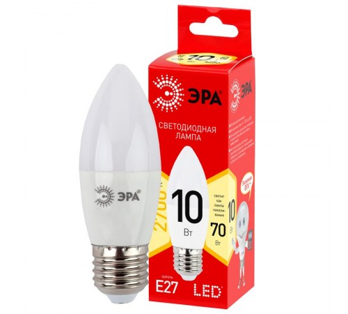 Лампа светодиодная RED LINE LED B35-10W-827-E27 R E27 / Е27 10 Вт свеча теплый белый свет  Б0052377  ЭРА