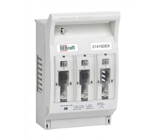 ПВР горизонтальный 160А 3ф отключение_1НО+1НЗ_навесной монтаж на шину_ПВР-102  21415DEK DEKraft