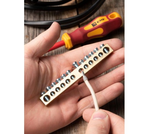 Шина "0" (8х12мм.) 125А 12 отверстий крепеж по центру латунь EKF PROxima  sn0-125-12-c  EKF