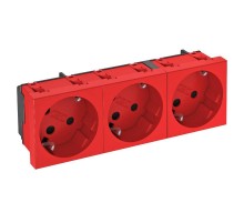 Розетка тройная 33° с з/к, с кодом, 250 В, 16A (красный) (STD-D3K SRO3)  6120306  OBO Bettermann