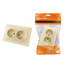 Розетка двойная 2П с защ. шт. 10А 250В сл. кость "Таймыр"  SQ1814-0117  TDM