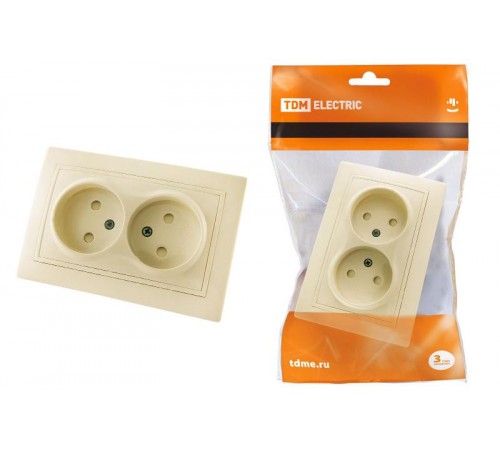 Розетка двойная 2П с защ. шт. 10А 250В сл. кость "Таймыр"  SQ1814-0117  TDM