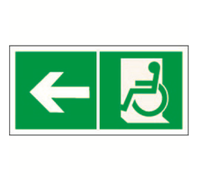 Знак безопасности BL-2915B.E72"Напр. движения к эвакуац. выходу МГН налево"  a18505  Белый свет