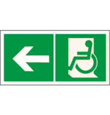 Знак безопасности BL-2915B.E72"Напр. движения к эвакуац. выходу МГН налево"  a18505  Белый свет