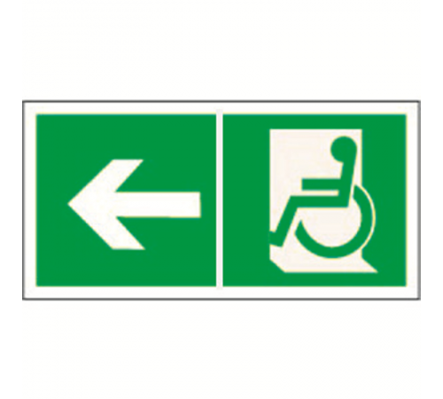 Знак безопасности BL-2915B.E72"Напр. движения к эвакуац. выходу МГН налево"  a18505  Белый свет