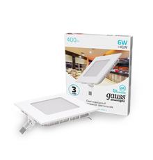 Светильник светодиодный встраиваемый ультратонкий квадратный IP20 6W 4100K  940111206  Gauss