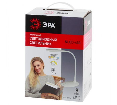 Светильник настольный на основании светодиодный NLED-453 9Вт 3000К/4500К/6000К белый  Б0019130  ЭРА