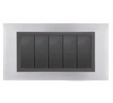 Simon 82 Рамка декоративная, (+суппорт), 5 узких (2 широких+1 узкий) модулей, S82C, Металл, нержавеющая сталь  82857-37  Simon