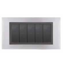 Simon 82 Рамка декоративная, (+суппорт), 8 узких (4 широких) модулей, S82C, Металл, нержавеющая сталь-графит  82887-37  Simon