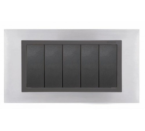 Simon 82 Рамка декоративная, (+суппорт), 8 узких (4 широких) модулей, S82C, Металл, нержавеющая сталь-графит  82887-37  Simon