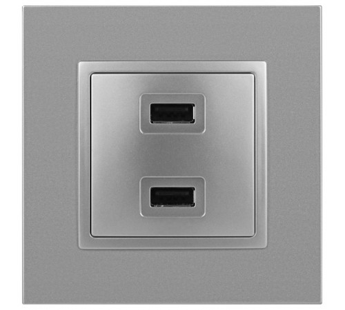 14-4110-03 Устройство зарядное USB, 230В/5В-2100мА, IP20, Эра Elegance, алюминий  Б0034360  ЭРА