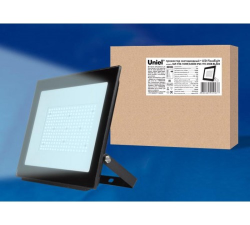 Прожектор светодиодный 150вт 6500К ULF-F20-150W/6500K IP65 195-250В BLACK  UL-00005157  Uniel