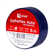 Изолента ПВХ 15мм 5м синий серии SafeFlex Auto  plc-iz-sfau-s  EKF