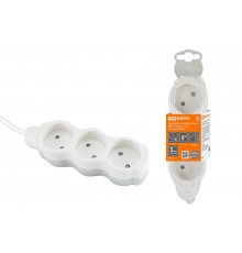 Удлинитель бытовой "Люкс" УЛ3 3 гнезда, 1,5м, б/з, с з/ш, ПВС 2х0,75 мм2 10А/250В бело-серый  SQ1303-0223  TDM