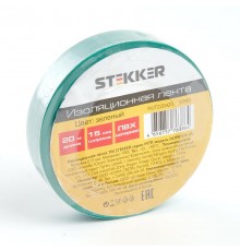 Изоляционная лента 0,13*15 мм. 20 м. зеленая, INTP01315-20  39903  STEKKER
