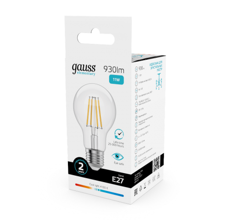 Лампа светодиодная   Filament Elementary А60 11W 930lm 4100К Е27 LED 1/10/50  22221  Gauss
