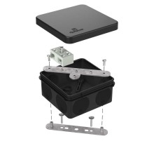 Коробка огнестойкая разветвительная для о/п двухкомпонентная 60-0210-FR6.0-4-2-Р Е15-Е60 RAL9005 80х80х40 (44 шт/кор) черная  60-0210-9005-FR6.0-4-2-