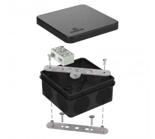 Коробка огнестойкая разветвительная для о/п двухкомпонентная 60-0210-FR6.0-4-2-Р Е15-Е60 RAL9005 80х80х40 (44 шт/кор) черная  60-0210-9005-FR6.0-4-2-