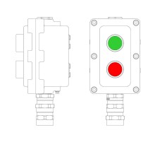 Взрывонепроницаемый пост управления из алюминия LCSD-02-B-MB-P1G(11)x1-P1R(11)x1-PBMB-KA2MHK  LCSD21000055  DKC