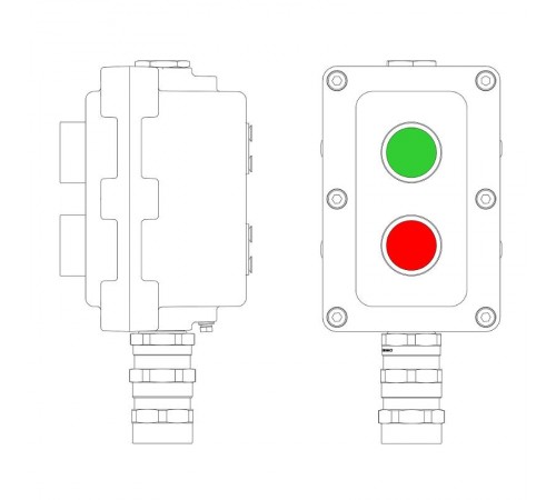 Взрывонепроницаемый пост управления из алюминия LCSD-02-B-MB-P1G(11)x1-P1R(11)x1-PBMB-KA2MHK  LCSD21000055  DKC
