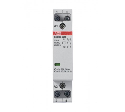 Контактор ESB20-20N-06 модульный (20А АС-1, 2НО), катушка 230В AC/DC  1SBE121111R0620  ABB