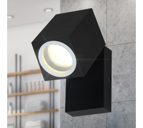 Декоративная подсветка WL37 BK MR16/GU10, черный, для интерьера, фасадов зданий  Б0054408  ЭРА