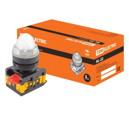 Лампа AL-22 сигнальная d22мм белый неон/230В цилиндр   SQ0702-0033  TDM