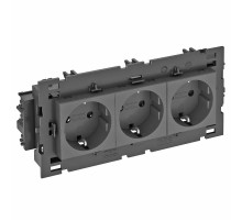 Розетка тройная 0° Modul45connect с з/к, 250 В, 16A (черный) (STD-D0C8 SWGR3)  6120460  OBO Bettermann
