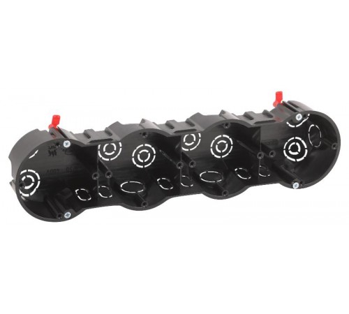 Коробка установочная ЭРА KUP-4-70-45 черная 4х местная 283х70х45мм для полых стен саморезы пластиковые лапки IP30   Б0064951  ЭРА