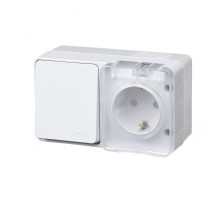 AtlasDesign Profi54 Белый О/У розеточный блок з/к со шт. 16А Выключатель.1-клав.10А  ATN540170  SE