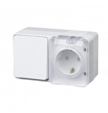 AtlasDesign Profi54 Белый О/У розеточный блок з/к со шт. 16А Выключатель.1-клав.10А  ATN540170  SE