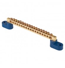 Шина "0" N (8х12мм) 18 отверстий латунь 2 синих угловых изолятора EKF PROxima  sn0-125-18-2  EKF