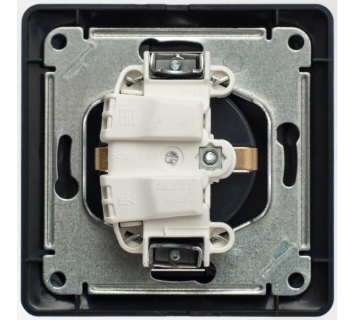 Glossa Антрацит Розетка с заземлением со шторками, 16А (в сборе)  GSL000744  SE