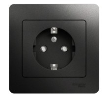 Glossa Антрацит Розетка с заземлением со шторками, 16А (в сборе)  GSL000744  SE