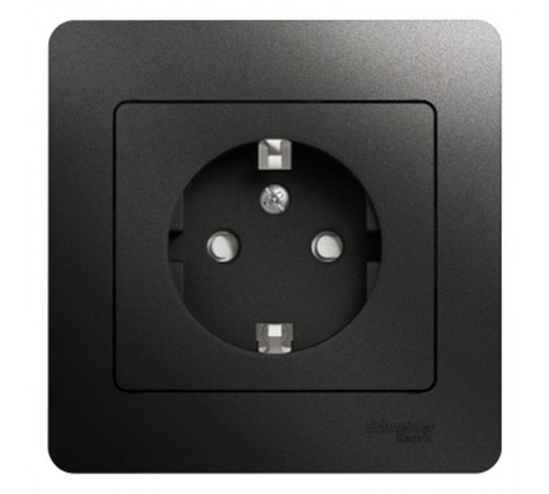 Glossa Антрацит Розетка с заземлением со шторками, 16А (в сборе)  GSL000744  SE